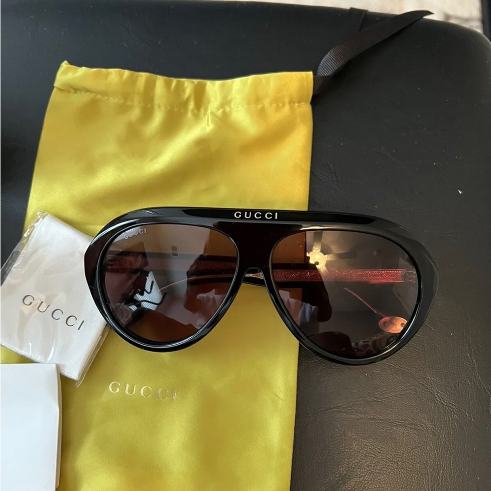 Men's Gucci Black Crystal Aviator Sunglasses